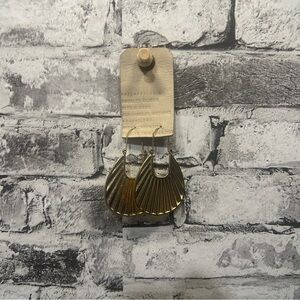 EUC Anthropologie Gold Fan Earrings